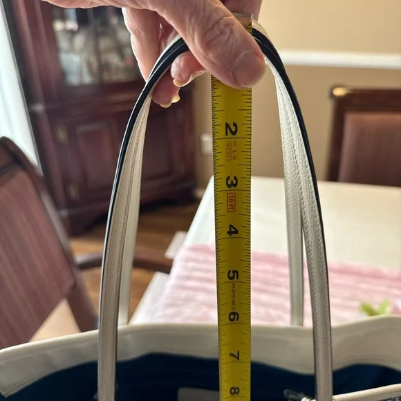 Coach Blue Floral Tote with Cream Trim and Straps - Picture 11 of 15